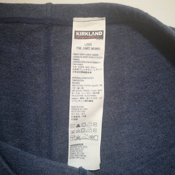 Kirkland Ladies Size Large French Terry Navy Blue Leggings - Picture 3 of 9